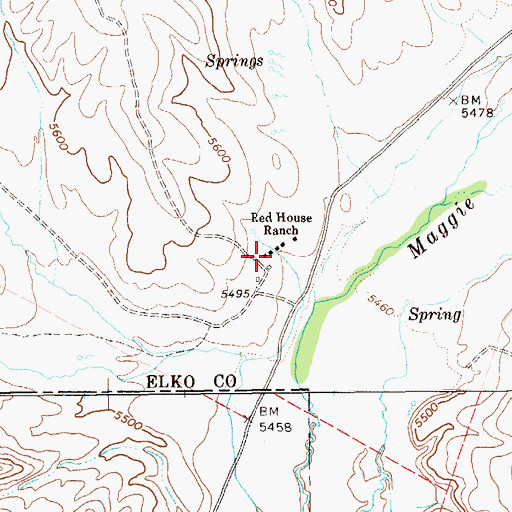 Topographic Map of Red House Ranch, NV