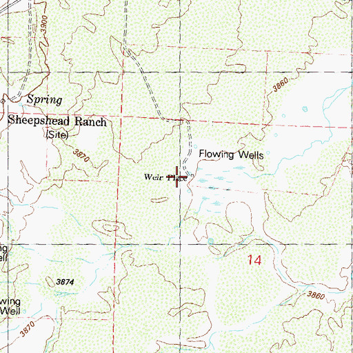 Topographic Map of Weir Place, NV