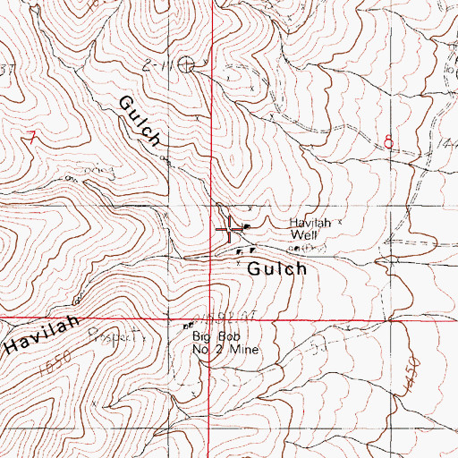 Topographic Map of Havalau Mine, NV