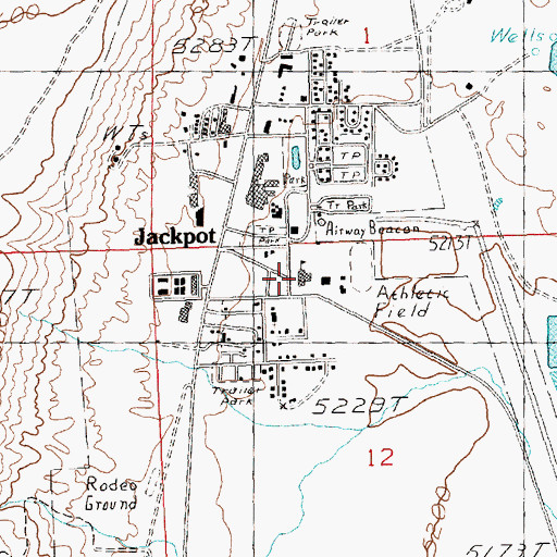 Topographic Map of Jackpot Combined School, NV