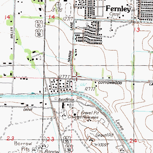 Topographic Map of Cottonwood Elementary School, NV