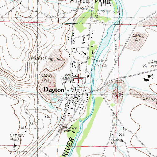 Topographic Map of Dayton Placer Mine, NV