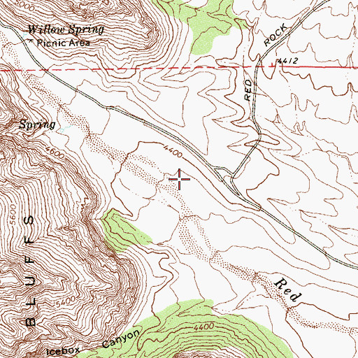 Topographic Map of Rocky Gap Campgrounds, NV