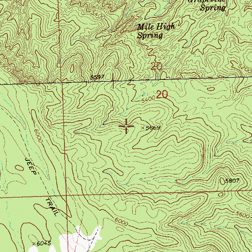 Topographic Map of Cattle Pass, NV