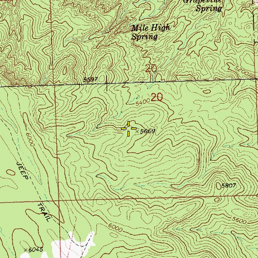 Topographic Map of Cattle Pass, NV