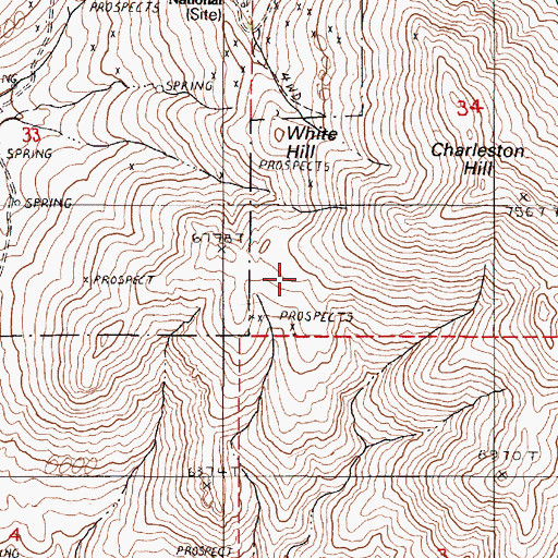 Topographic Map of Caustin Mine, NV