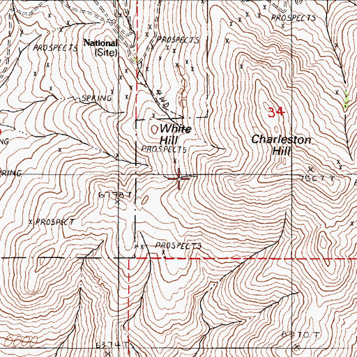 Topographic Map of First National Mine, NV