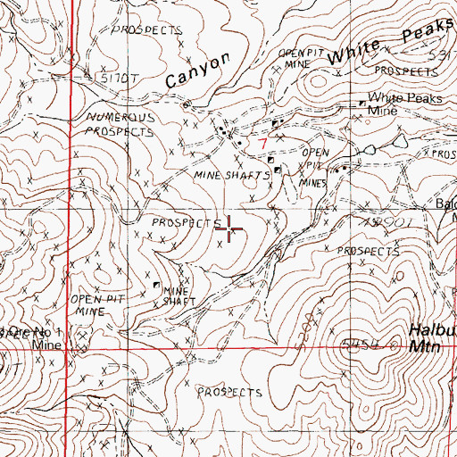 Topographic Map of Bottle Creek Mining District, NV