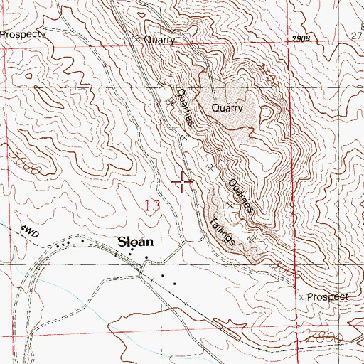 Topographic Map of Bard Mining District, NV