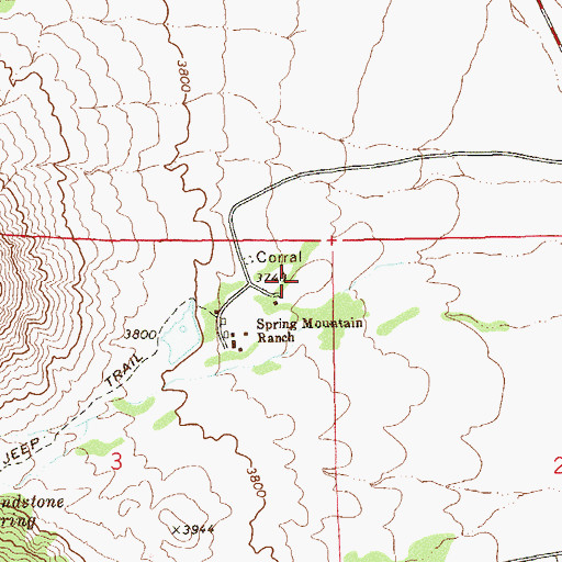 Topographic Map of Spring Mountain Ranch State Park, NV