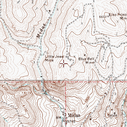 Topographic Map of Water Witch Mine, NV