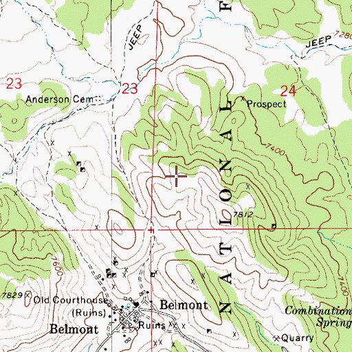 Topographic Map of Belmont Big Four Mine, NV