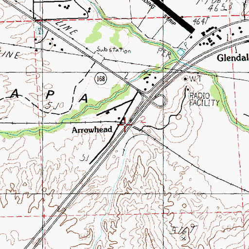 Topographic Map of Arrowhead, NV