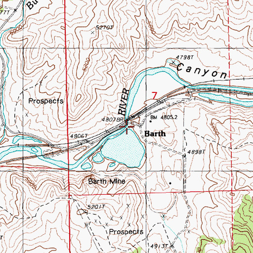Topographic Map of Barth, NV