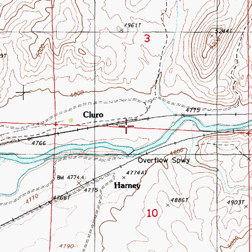 Topographic Map of Cluro, NV
