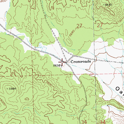 Topographic Map of Crossroads, NV