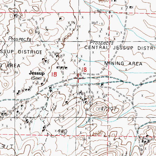 Topographic Map of Jessup, NV