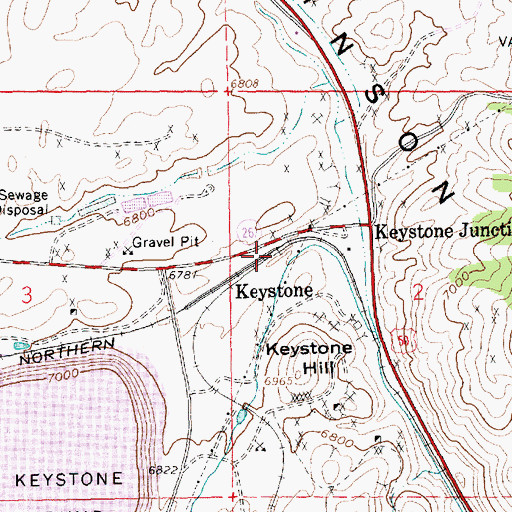 Topographic Map of Keystone, NV