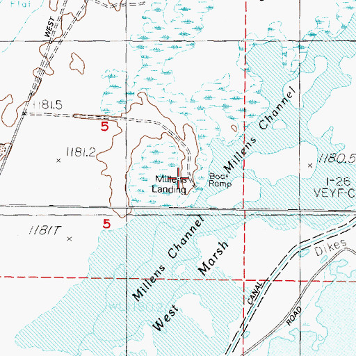 Topographic Map of Millens Landing, NV
