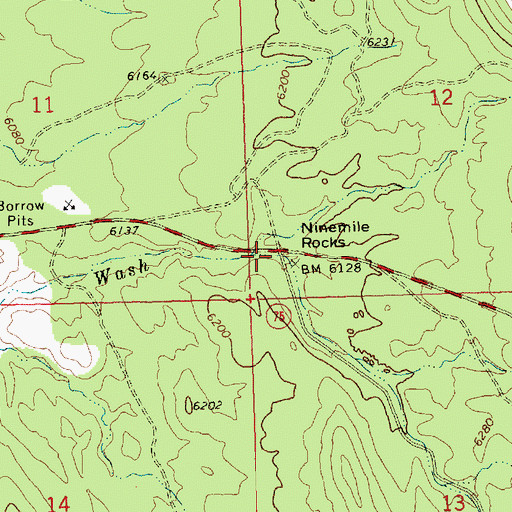 Topographic Map of Ninemile Rocks, NV