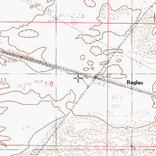 Topographic Map of Raglan, NV