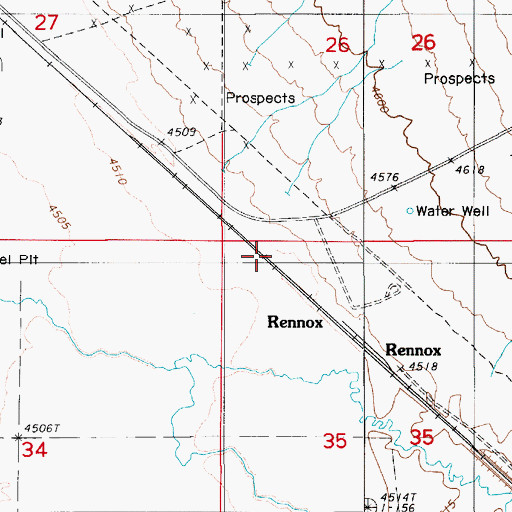 Topographic Map of Rennox, NV