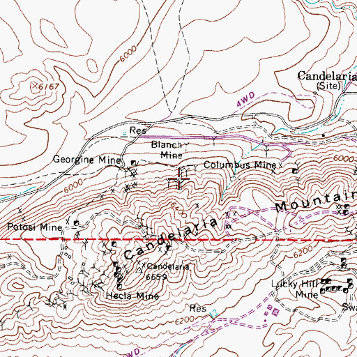 Topographic Map of Columbus Mine, NV