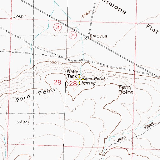 Topographic Map of Fern Point Spring, NV