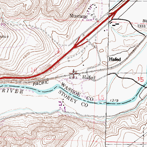 Topographic Map of Hafed, NV