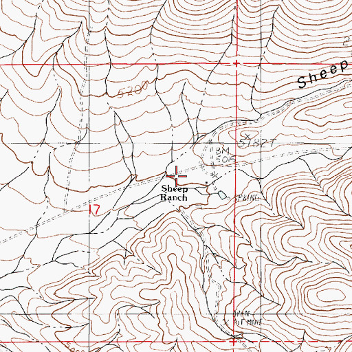 Topographic Map of Sheep Ranch, NV