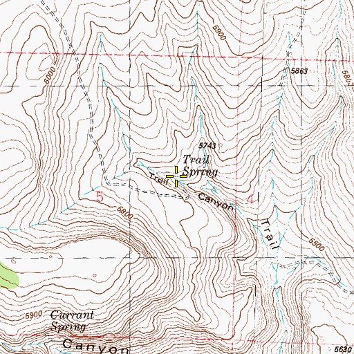 Topographic Map of Trail Spring, NV