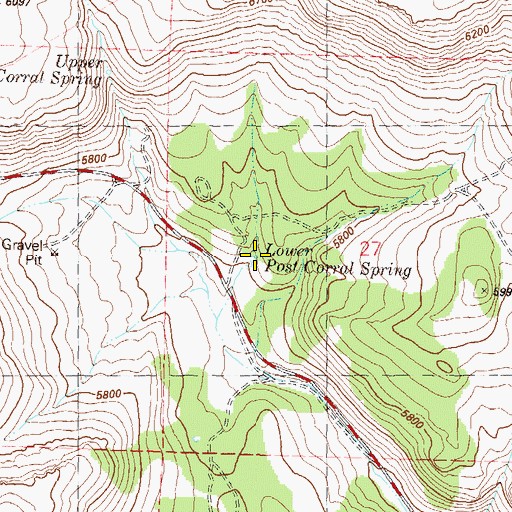 Topographic Map of Lower Post Corral Spring, NV