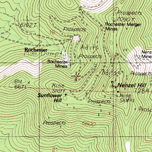 Topographic Map of Rochester Heights (historical), NV