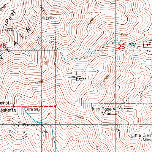 Topographic Map of Avalanche Mine, NV