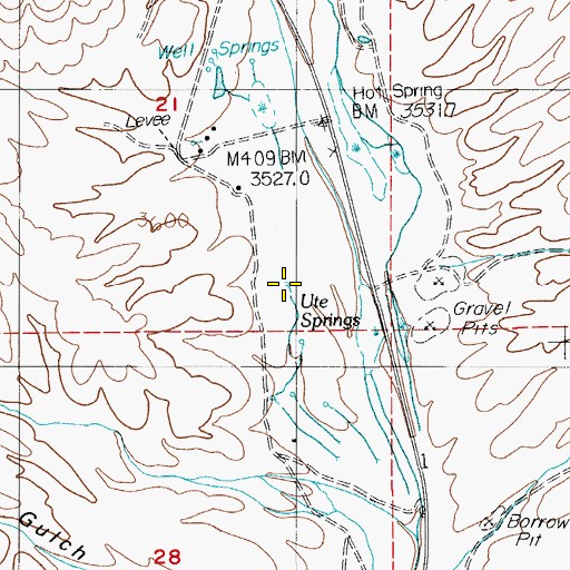 Topographic Map of Burrell Hot Spring, NV