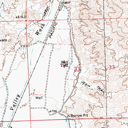 Topographic Map of C Kenneth Lee South Well, NV