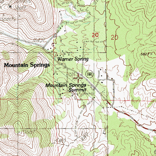 Topographic Map of Mountain Springs Summit, NV