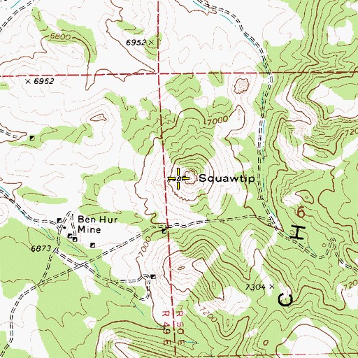 Topographic Map of Squawtip, NV