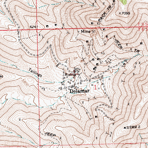 Topographic Map of Delamar, NV