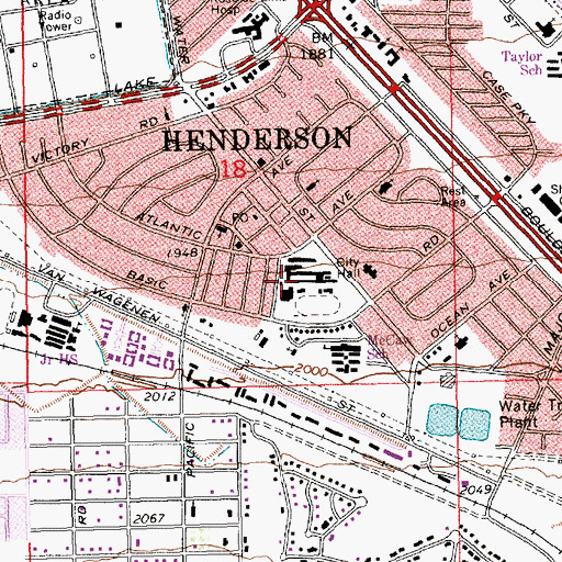Topographic Map of Henderson Junior High School (historical), NV