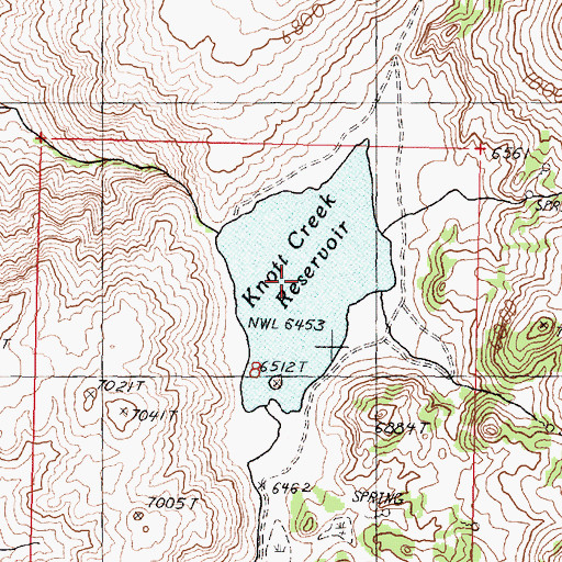 Topographic Map of Knott Creek Reservoir, NV