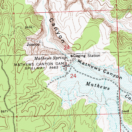Topographic Map of Mathews Canyon Reservoir, NV