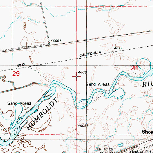 Topographic Map of Route of California Trail, NV