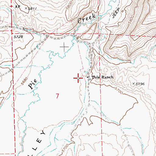 Topographic Map of Tule Ranch, NV