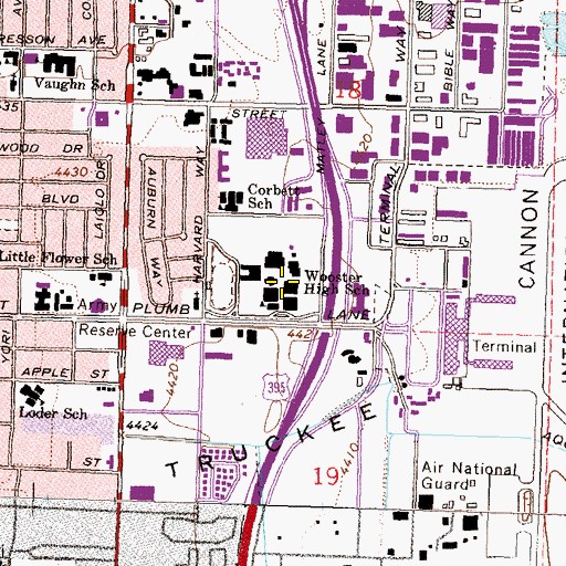 Topographic Map of Earl Wooster High School, NV