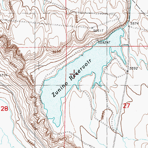 Topographic Map of Zunino Reservoir, NV