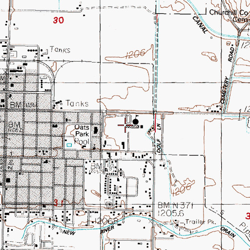 Topographic Map of E C Best Elementary School, NV