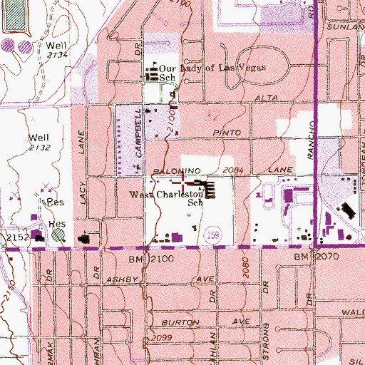 Topographic Map of Howard Wasden Elementary School, NV