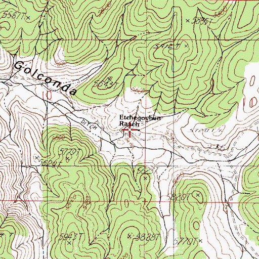 Topographic Map of Etchegoyen Ranch, NV