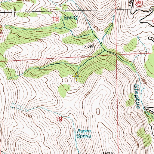 Topographic Map of Aspen Spring, NV